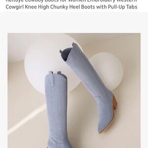 Stylish Light Blue Heeled Boots for Women